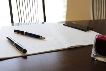 pen and ink on the table