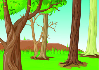 Fototapeta premium Jungle View With Trees Cartoon Vector Illustration for your design