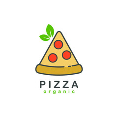 Organic pizza cartoon logo design