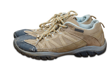 Old shoes in isolated with clipping path