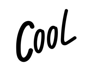 (cool) lettering phrase with hand drawn brush, isolated on white, single (cool) alphabet letter text black, art line doodle font (cool) word cute, funny (cool) type font for comics