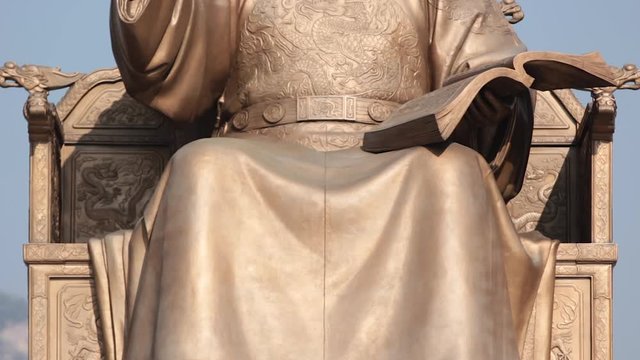 The statue of King Sejong in Gwanghwamun Square in Seoul, South Korea.