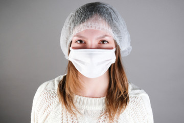 young woman with a mask