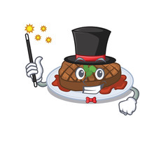 An attractive Magician of grilled steak cartoon design
