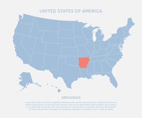 United states of America, state Arkansas USA map