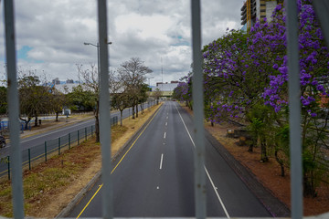 Impressive view of the empty streets of San Jose, near the Sabana, and the center due to quarantine for corona virus in Costa Rica