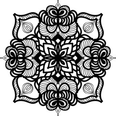 Simple Mandalas for coloring book.Vector Beautiful Mandala.vector illustration.Black color mandala on white isolated background.Decorative hand drawn mandala.