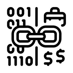 linking binary code to money icon vector. linking binary code to money sign. isolated contour symbol illustration