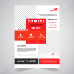 Fashion Sale Flyer Design Template With Offer Concept.