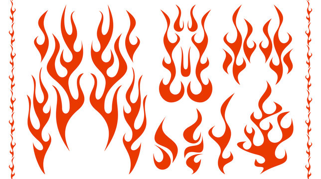 Fire, Flame vector art set, 炎のベクターセット
