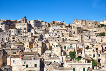 Fototapeta na wymiar The old houses of Matera in southern Italy on a sunny day