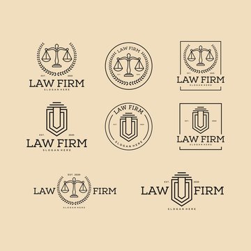Simple Law Firm Vintage Logo Design Template Set Vector