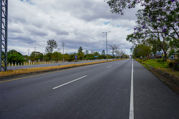 Impressive view of the empty streets of San Jose, near the Sabana, and the center due to quarantine for corona virus in Costa Rica