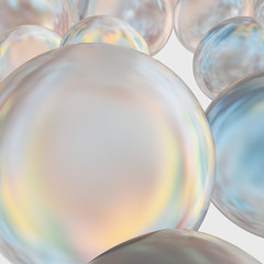 Beautiful background of close-up of sea pearls. 3D illustration