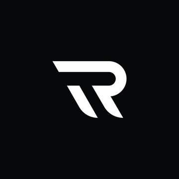 Minimal elegant monogram art logo. Outstanding professional trendy awesome artistic TR RT initial based Alphabet icon logo. Premium Business logo White color on black background