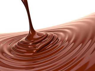 Pouring hot chocolate 3d illustration