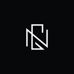 Minimal elegant monogram art logo. Outstanding professional trendy awesome artistic GN NG initial based Alphabet icon logo. Premium Business logo White color on black background