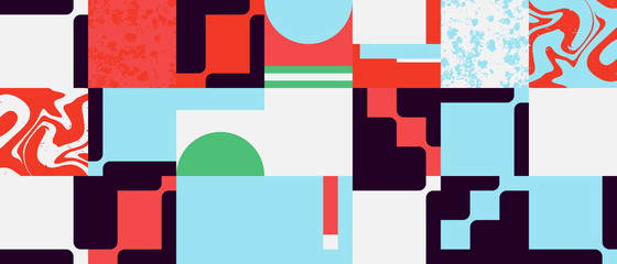 Pattern With Abstract Vector Geometric Shapes And Organic Natural Textures