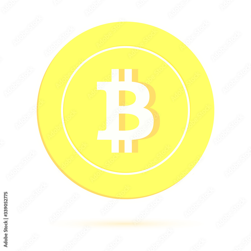 Wall mural bitcoin, internet currency coin isolated on white