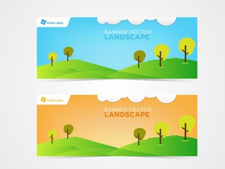 simple banner vector landscape with trees for presentation and promotion your business