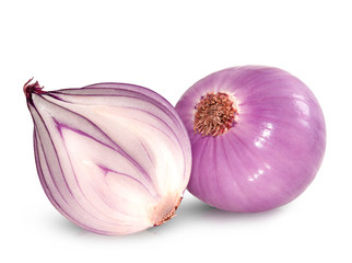 fresh red onion isolated on white background