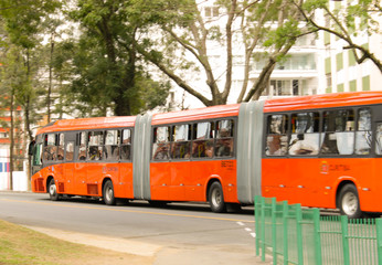 Fototapeta na wymiar Ônibus Biarticulado Curitiba