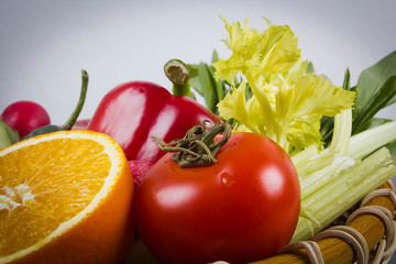 Set of vegetables and fruits.