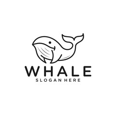 Simple whale logo template design in linear style © t a k a h i r o