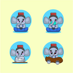 elephant stay home illustrations