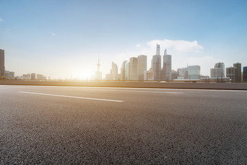 Road and modern architectural landscape of Shanghai