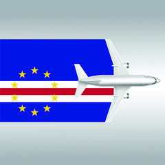 Plane and flag of Cape Verde. Travel concept for design