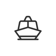 Boat front view vector outline style icon. Marking of public transport stops.