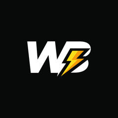 Initial Letter WB with Lightning	