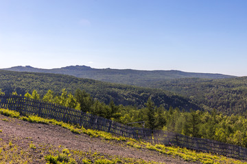 South Ural mountains in the vicinity of Bannoe lake. Metallurgist-magnitogorsk ski resort, republic Bashkortostan, Russia