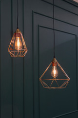 Loft lamps, vintage, retro style light bulbs. Interior
