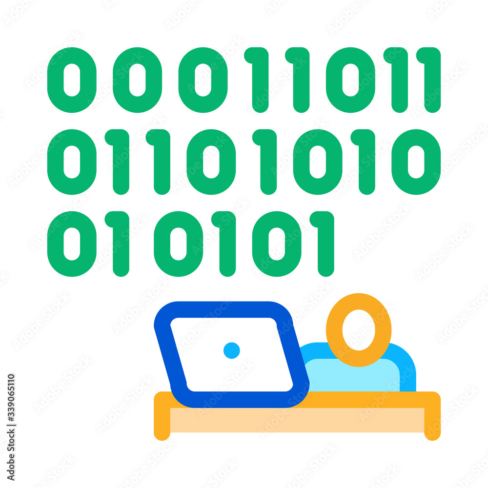 Poster people come up with binary code icon vector. people come up with binary code sign. color symbol illu