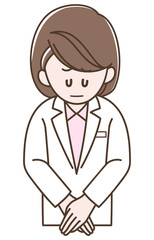 Obraz premium おわびをする白衣の女性