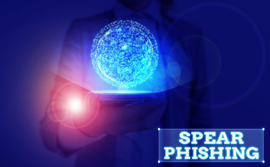 Writing note showing Spear Phishing. Business concept for Sending fake emails to extract financial...