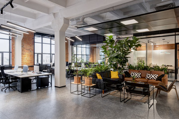 Fototapeta modern loft office interior with furniture obraz
