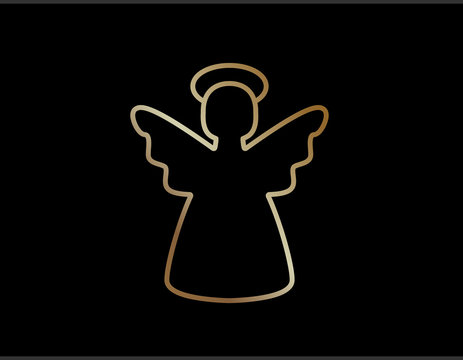 vector gradient golden isolated elegant Christmas angel line icon