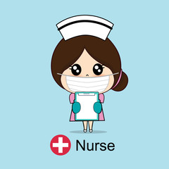 Cartoon character Nurse Design, Medical worker, Medical concept. Vector illustration.