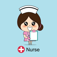 Cartoon character Nurse Design, Medical worker, Medical concept. Vector illustration.