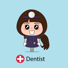 Dentist, Cartoon character Dentist Design, Medical worker, Medical concept. Vector illustration.