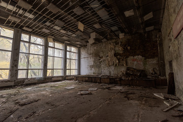 Fototapeta na wymiar Operating room in abandoned hospital in Pripyat, Chernobyl Exclusion Zone