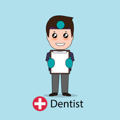 Dentist, Cartoon character Dentist Design, Medical worker, Medical concept. Vector illustration.