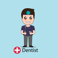 Dentist, Cartoon character Dentist Design, Medical worker, Medical concept. Vector illustration.