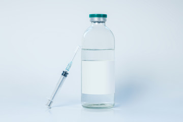 Close up picture of syringe and antiseptic