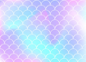 Holographic mermaid background with gradient scales.