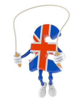 Pound currency character jumping on jumping rope