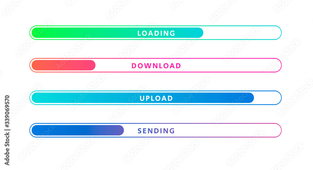 Poster vector illustration colorful loading bar set. modern web element collection